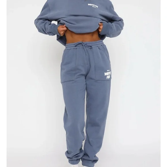 White Fox Boutique Slate Blue Jogger Pants brand new - Picture 2 of 3